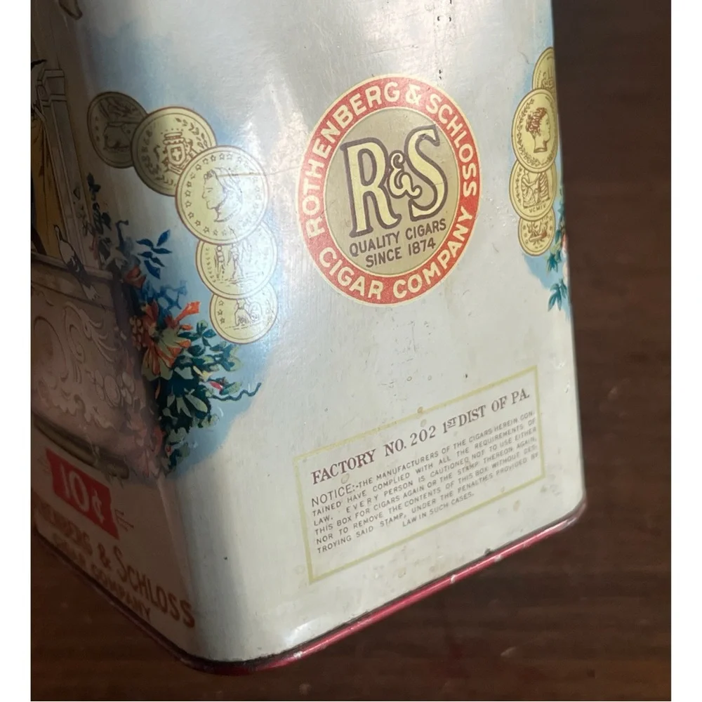 🌹La Resta brand Vintage Rothenberg & Schloss Cigar Tin Box Humidifier Antique🌹 - Picture 10 of 16